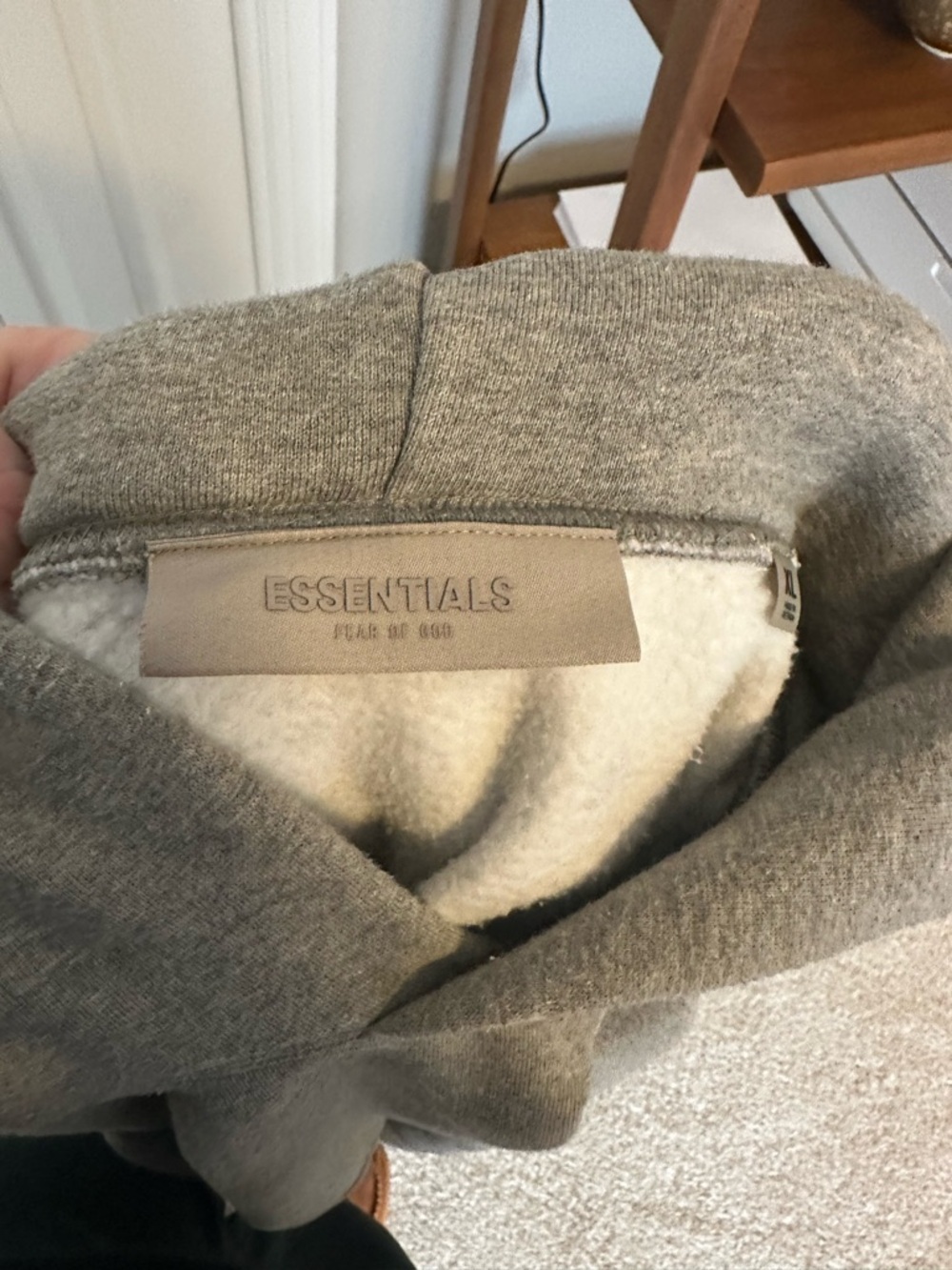 Fear of God ESSENTIALS Heather Gray Hoodie with Black Logo - Picture 5 of 7